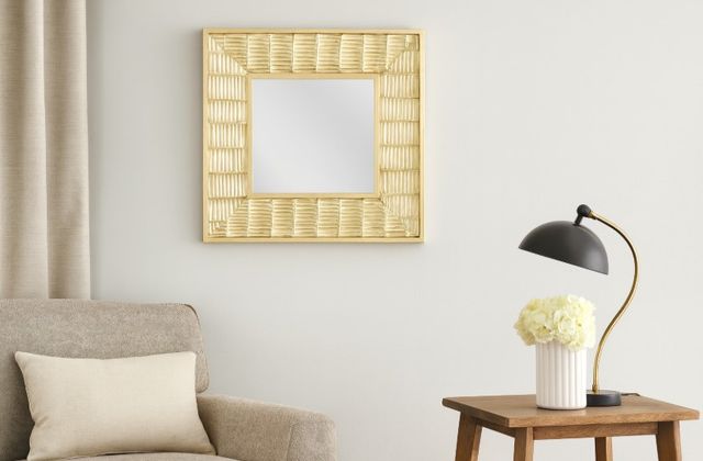 Classy Living Reflective Textured Gold Frame Decorative Mirror-1