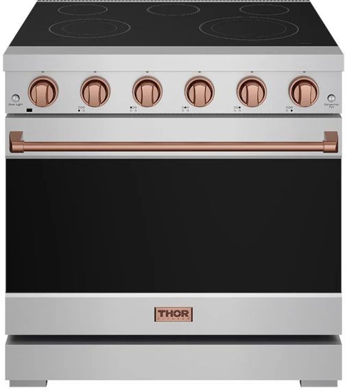 Thor Kitchen® Gordon Ramsay 36" Stainless Steel/Rose Gold Freestanding Pro Style Electric Range-0