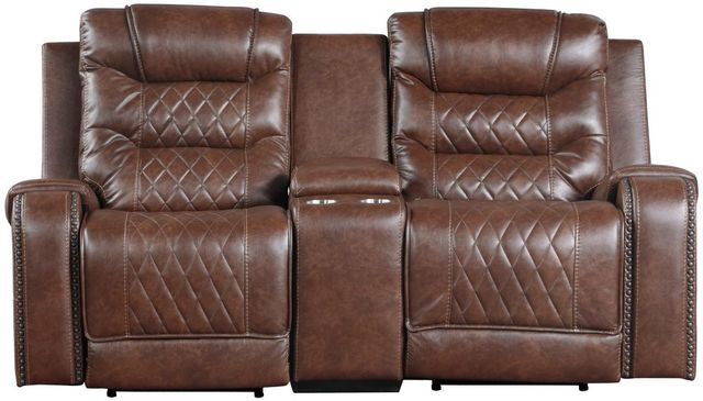 Homelegance® Putnam Brown Power Double Reclining Console Loveseat-2