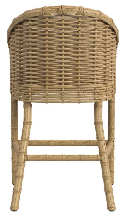 Sunset West Playa Natural Resin Wicker Outdoor Counter Stool with Soothe Pearl Cushion-3