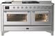 Ilve® Majestic III 60" Stainless Steel Pro Style Dual Fuel Liquid Propane Range with French Top and Chrome Trim-0