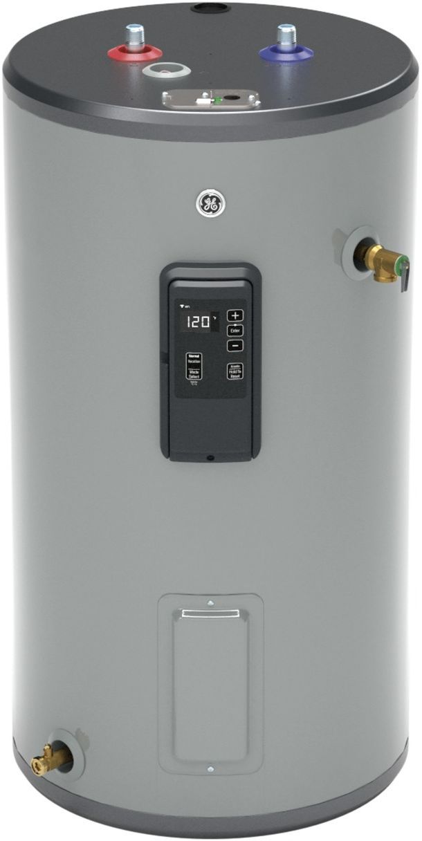 GE® 30 Gallon Diamond Gray Smart Short Electric Water Heater-0