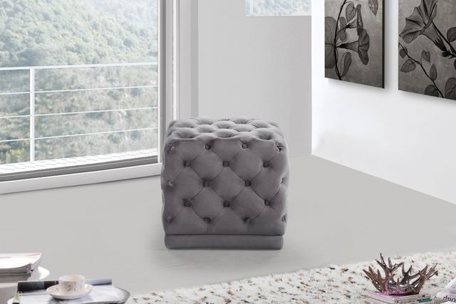 Meridian Furniture Stella Grey Velvet Stool-1