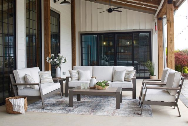 Signature Design by Ashley® Tropicava 4-Piece Taupe/White Outdoor Conversation Set-4