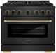 ZLINE Designer Collection Paramount 36" 5.2 Cu. Ft. Black Satin Stainless Steel Dual Fuel Range with Matte Black and Champagne Bronze Accents-0