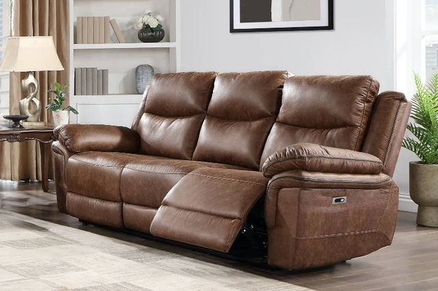 New Classic® Home Furnishings Ryland Brown Dual Power Reclining Sofa-1
