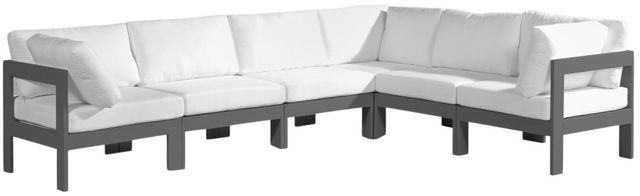 Meridian Furniture Nizuc 6-Piece Dark Gray/White Aluminum/Fabric 120" Outdoor Patio Modular Sectional-0