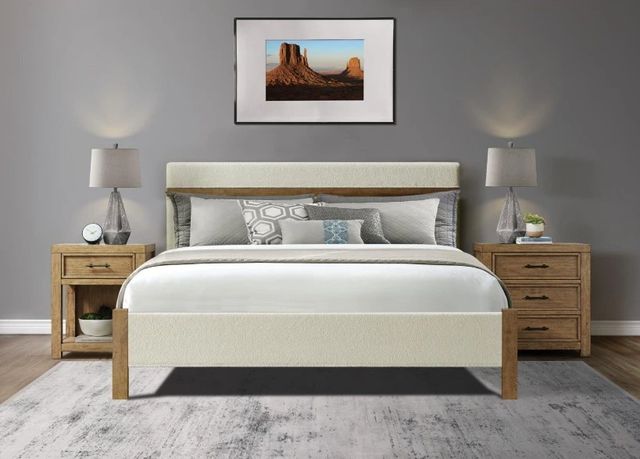 Riverside Furniture Bozeman Toasted Almond/White King Upholstered Panel Bed-1