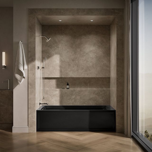 KOHLER® Archer® Black 72" x 36" Alcove Bath with Bask® Heated Surface - Left Drain-3