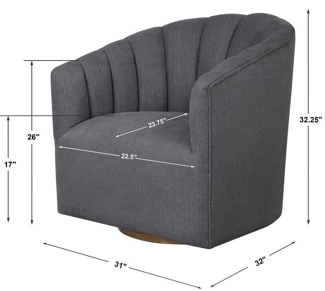 Uttermost® Cuthbert Light Charcoal Gray Swivel Chair-2