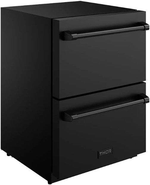 Thor Kitchen Gordon Ramsay Collection 24” 5.4 Cu. Ft. Anti-Fingerprint Black Built-In or Freestanding Under the Counter Refrigerator Drawer-2