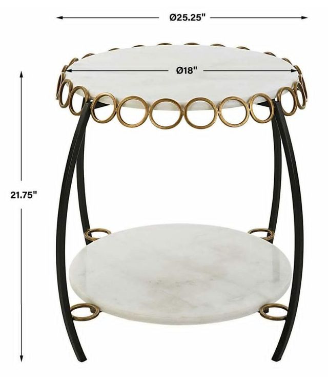 Uttermost® Chainlink White Side Table with Matte Black Frame-2
