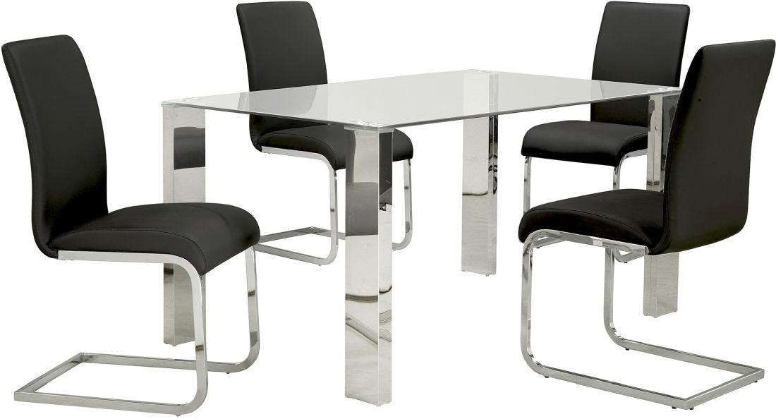Worldwide Homefurnishings Inc. Frankfurt and Maxim 5-Piece Black/Chrome Dining Set