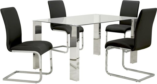 Worldwide Homefurnishings Inc. Frankfurt and Maxim 5-Piece Black/Chrome Dining Set-0