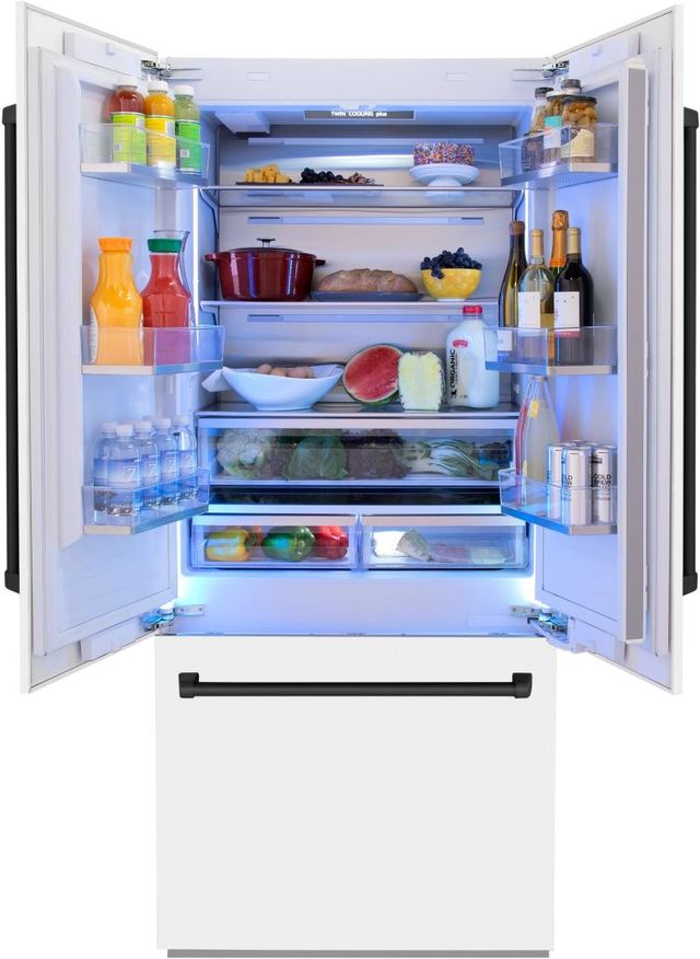 ZLINE Autograph Edition 36" 19.6 Cu. Ft. White Matte Built-In French Door Refrigerator-3