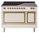 Ilve® Nostalgie II Noblesse 48'' Antique White Pro Style Induction Range with Brass Trim-0