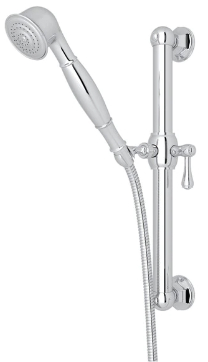 Rohl® Palladian® Series 24" Polished Chrome Decorative Grab Bar Set with Single-Function Handshower Hose and Outlet-1