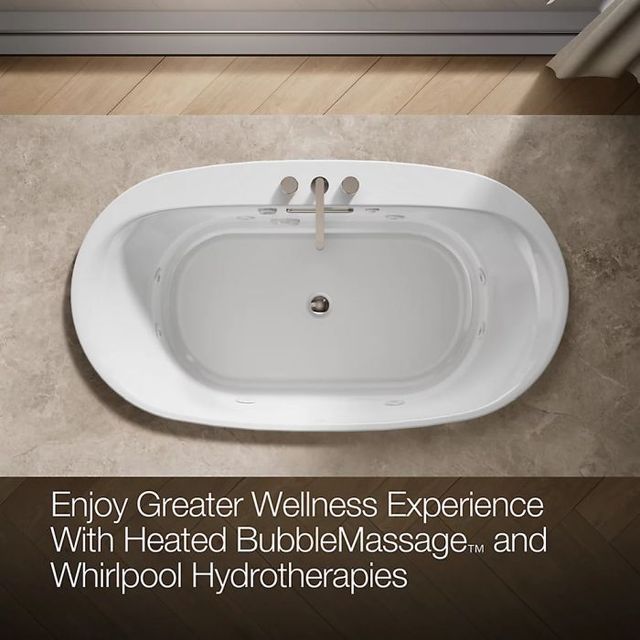 Kohler® Underscore® White 65.5" x 35.75" Drop-In Heated Bubblemassage™ Air Bath with Whirlpool-1