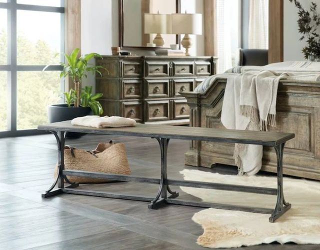 Hooker® Furniture La Grange Von Rosenberg Black/Wash Off Bed Bench-3