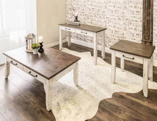 Steve Silver Co. Bear Creek Honey Smoke End Table with White Base-1