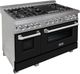 ZLINE 48" Satin Stainless Steel Pro Style Dual Fuel Range with Black Matte Door-3
