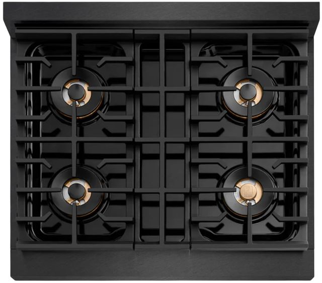 ZLINE Autograph Edition Paramount 30" 4.2 Cu. Ft. Black Satin Stainless Steel Dual Fuel Range with 4 Burner DuoPro™ Cooktop, Electric Convection Oven and Champagne Bronze Accents-2
