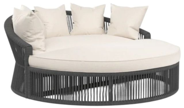 Sunset West Milano Charcoal Gray Aluminum/Olefin Rope Outdoor Daybed with Echo Ash Cushion-0