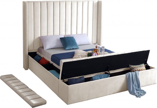 Meridian Furniture Kiki Cream King Upholstered Storage Panel Bed-3