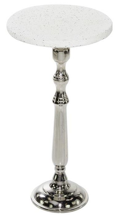 Deco Marche White Side Table with Silver Base-1