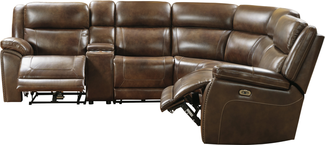 Signature Design by Ashley® Trambley 6-Piece Walnut Power Reclining Sectional-2