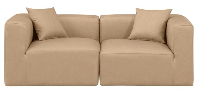 Meridian Furniture Cube 2-Piece Tan Vegan Leather Modular Sofa-1