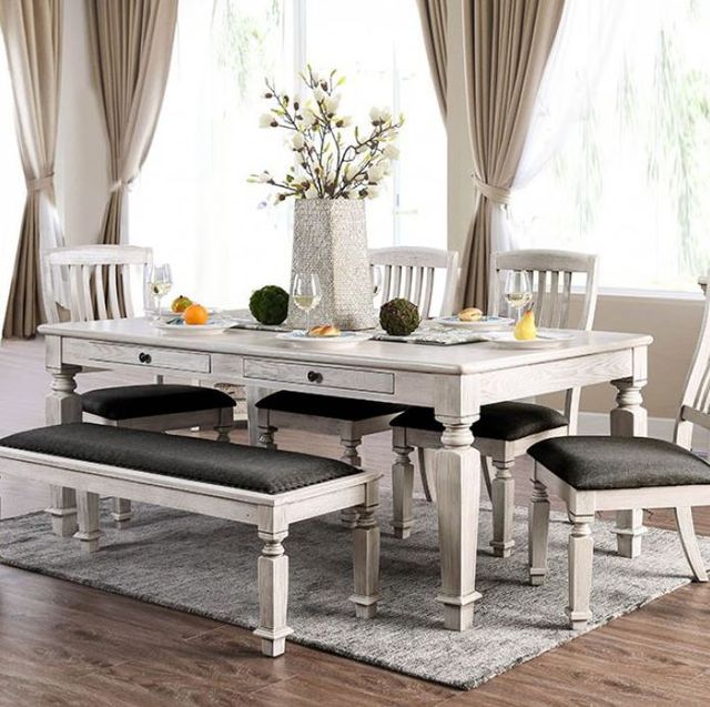 Furniture of America® Georgia 7-Piece Antique White Dining Table Set-0
