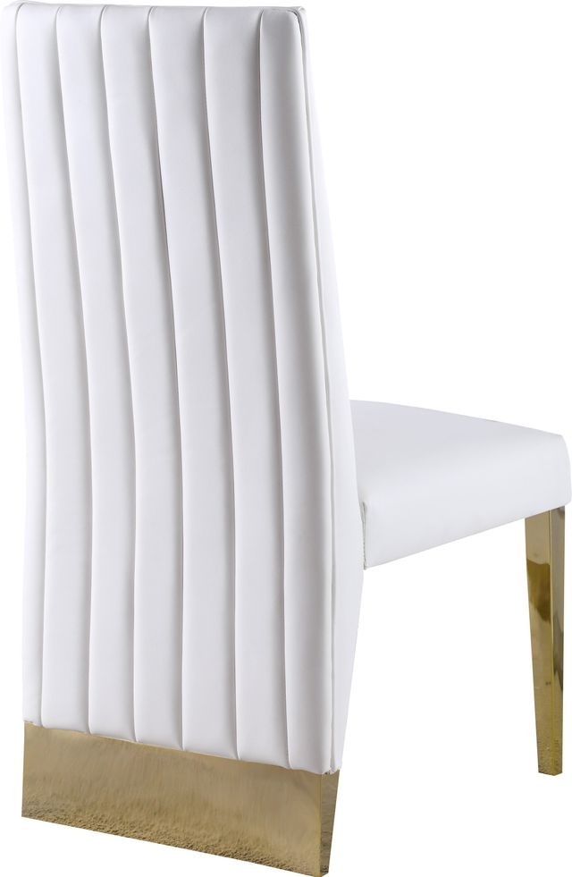 Meridian Furniture Porsha White/Gold Vegan Leather Dining Chair-2