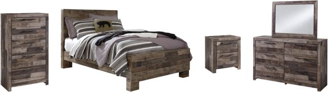 Benchcraft® Derekson 5-Piece Multi Gray Full Panel Bed Set-0