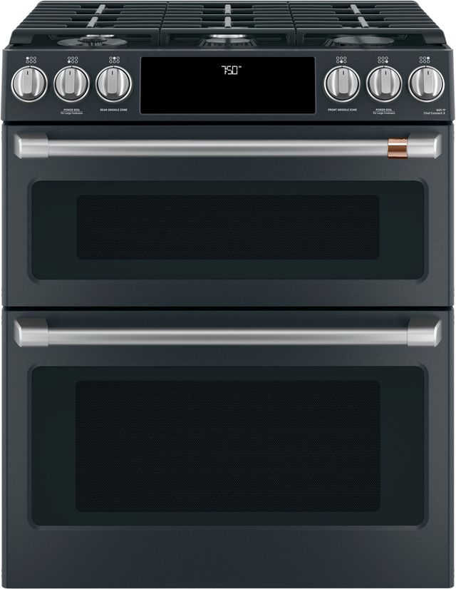 Café™ 30" Matte Black Slide In Double Oven Gas Range-0