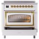 Ilve® Nostalgie II Noblesse 36'' White Pro Style Induction Range with Brass Trim-3