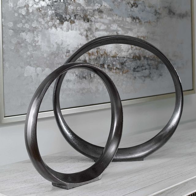 Uttermost® Orbits 2-Piece Black Ring Sculptures Set-3
