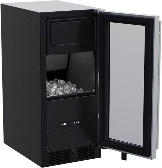 Marvel 15" 39 lb. Stainless Steel Frame Glass Clear Ice Maker-1