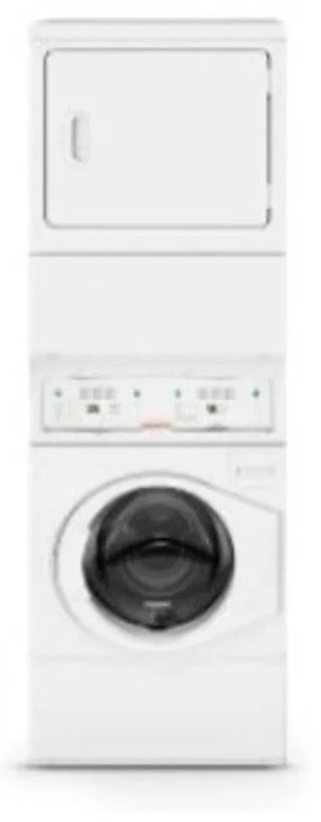 Speed Queen® Commercial White Coin Drop Gas Stack Laundry, 3.42 Cu. Ft. Washer, 7 Cu. Ft. Dryer-0