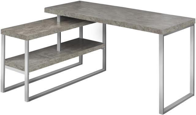Monarch Specialties Inc. Concrete/Silver Corner Computer Desk-0