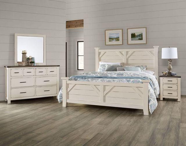 Vaughan-Bassett Chestnut Creek Alpaca Queen Plank Poster Bed-2