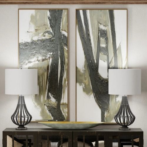 Harp & Finial® Connection I Black/Gray Framed Canvas Art-2