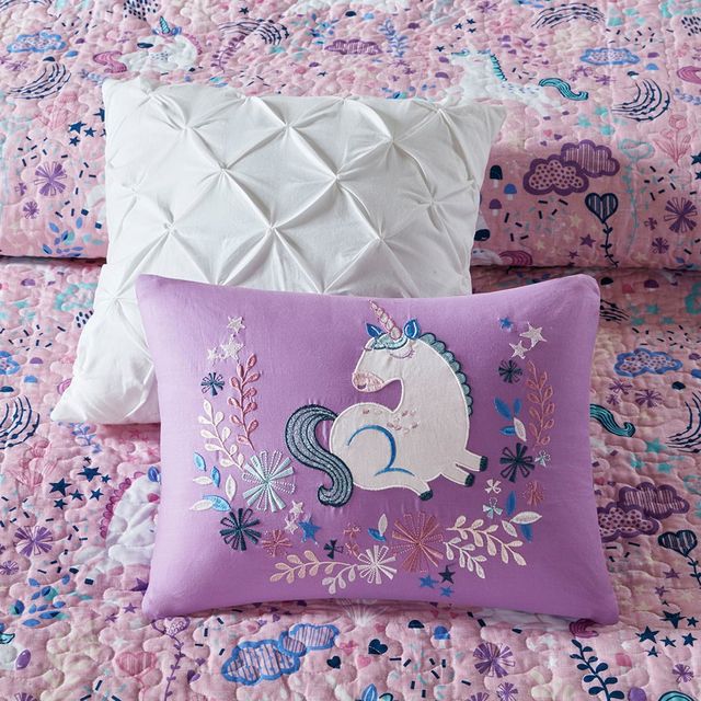 Olliix by Urban Habitat Kids Lola Unicorn Cotton Reversible Pink Twin Coverlet Set-1