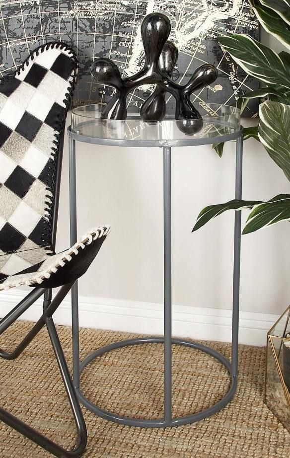 Deco Marche Gray Metal Accent Table-3