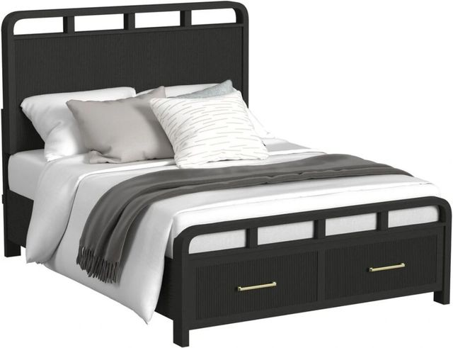 Elements International Ridgemont Black Youth Full Panel Storage Bed-0