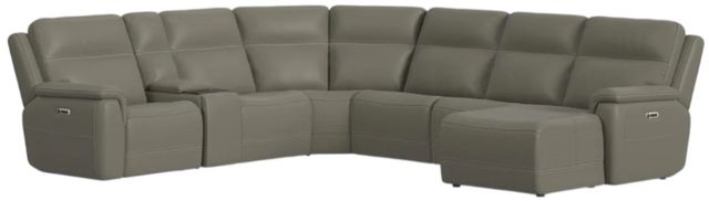 Flexsteel® Sawyer Gray Leather Power Reclining Sectional with Custom Layout Options-0