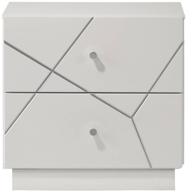ACME Furniture Esther White/Silver High Gloss Nightstand-3