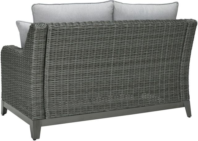 Signature Design by Ashley® Elite Park Gray Aluminum/Fabric/Resin Wicker Outdoor Loveseat with Cushion-3