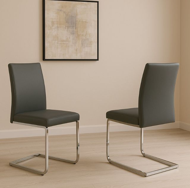 Cramco Sarah Charcoal Gray/Chrome Dining Side Chair-1