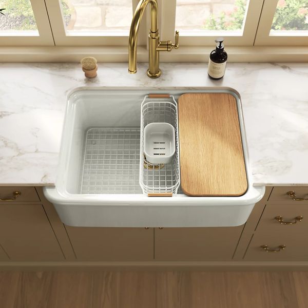 KOHLER® Audrine™ Dune 33" Undermount Single-Bowl Farmhouse Workstation Kitchen Sink-1